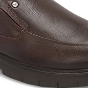 Men Premium Leather Brown Hands-Free Slip-In Shoes with Heel Cushion Support Technology (AirMan-12-Brown)