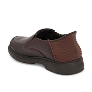 Men Premium Leather Brown Hands-Free Slip-In Shoes with Heel Cushion Support Technology (AirMan-12-Brown)