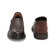 Men Premium Leather Brown Hands-Free Slip-In Shoes with Heel Cushion Support Technology (AirMan-12-Brown)