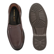 Men Premium Leather Brown Hands-Free Slip-In Shoes with Heel Cushion Support Technology (AirMan-12-Brown)