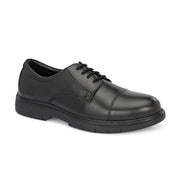 Men Full Soft Genuine Leather Black Cap Toe Police Derby Shoes (Airman-65-Black)