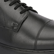 Men Full Soft Genuine Leather Black Cap Toe Police Derby Shoes (Airman-65-Black)