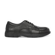 Men Full Soft Genuine Leather Black Cap Toe Police Derby Shoes (Airman-65-Black)