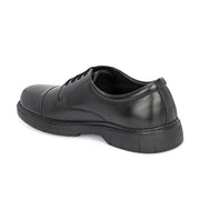 Men Full Soft Genuine Leather Black Cap Toe Police Derby Shoes (Airman-65-Black)