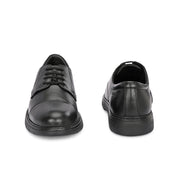 Men Full Soft Genuine Leather Black Cap Toe Police Derby Shoes (Airman-65-Black)