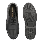Men Full Soft Genuine Leather Black Cap Toe Police Derby Shoes (Airman-65-Black)