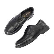 Men Full Soft Genuine Leather Black Cap Toe Police Derby Shoes (Airman-65-Black)