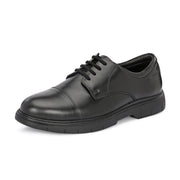 Men Full Soft Genuine Leather Black Cap Toe Police Derby Shoes (Airman-65-Black)