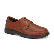 Men Full Soft Genuine Leather Cap Toe Police Tan Derby Shoes (Airman-65-Police-Tan)