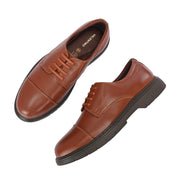 Men Full Soft Genuine Leather Cap Toe Police Tan Derby Shoes (Airman-65-Police-Tan)
