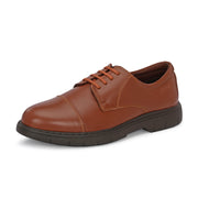 Men Full Soft Genuine Leather Cap Toe Police Tan Derby Shoes (Airman-65-Police-Tan)