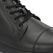 Men Premium Leather Police Lace-Up Ankle Boots with Side Zipper (Airman-75-Black)