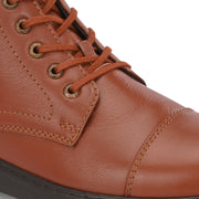 Men Premium Leather Police Lace-Up Ankle Boots with Side Zipper (Airman-75-PoliceTan)