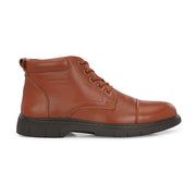 Men Premium Leather Police Lace-Up Ankle Boots with Side Zipper (Airman-75-PoliceTan)