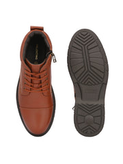Men Premium Leather Police Lace-Up Ankle Boots with Side Zipper (Airman-75-PoliceTan)