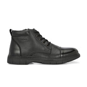 Men Premium Leather Lace-Up Ankle Boots with Side Zipper (Airman-80-Black)