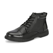 Men Premium Leather Lace-Up Ankle Boots with Side Zipper (Airman-80-Black)