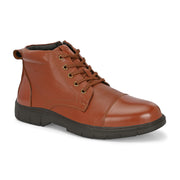 Men Premium Leather Police Lace-Up Ankle Boots with Side Zipper (Airman-80-PoliceTan)