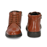 Men Premium Leather Police Lace-Up Ankle Boots with Side Zipper (Airman-80-PoliceTan)