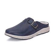 West Port Men Premium Leather Casual Mules for Men (Alliance-05-Blue)