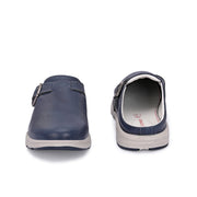 West Port Men Premium Leather Casual Mules for Men (Alliance-05-Blue)