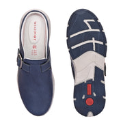 West Port Men Premium Leather Casual Mules for Men (Alliance-05-Blue)