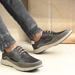 West Port Men Premium Leather Grey Casual Shoes (Alliance-60-Grey)