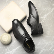 Men Premium Leather Black Lace Up Formal Shoes (Amazona-50-Black)