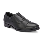 Men Premium Leather Classic Cap-Toe Police Oxford Shoes (AMAZONA-61-BLACK)