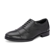 Men Premium Leather Classic Cap-Toe Police Oxford Shoes (AMAZONA-61-BLACK)