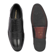 Men Premium Leather Classic Cap-Toe Police Oxford Shoes (AMAZONA-61-BLACK)