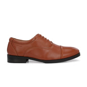 Men Premium Leather Classic Cap-Toe Police Oxford Shoes (AMAZONA-61-POLICE-TAN)