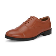 Men Premium Leather Classic Cap-Toe Police Oxford Shoes (AMAZONA-61-POLICE-TAN)
