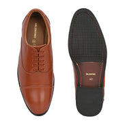 Men Premium Leather Classic Cap-Toe Police Oxford Shoes (AMAZONA-61-POLICE-TAN)