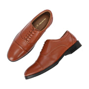 Men Premium Leather Classic Cap-Toe Police Oxford Shoes (AMAZONA-61-POLICE-TAN)
