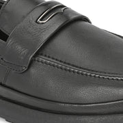 Men Premium Leather Black Slip-On Formal Shoes (Boat-01-Black)