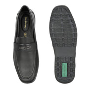 Men Premium Leather Black Slip-On Formal Shoes (Boat-01-Black)