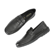 Men Premium Leather Black Slip-On Formal Shoes (Boat-01-Black)