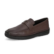 Men Premium Leather Brown Slip-On Formal Shoes (Boat-01-Brown)