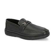 Men Premium Leather Black Formal Slip-On Shoes (Boat-11-Black)