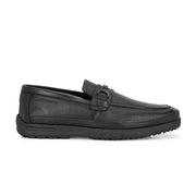 Men Premium Leather Black Formal Slip-On Shoes (Boat-11-Black)