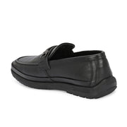Men Premium Leather Black Formal Slip-On Shoes (Boat-11-Black)