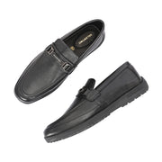 Men Premium Leather Black Formal Slip-On Shoes (Boat-11-Black)