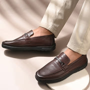 Men Premium Leather Brown Formal Slip-On Shoes (Boat-11-Brown)