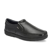 Men Premium Leather Black Formal Slip-On Shoes (Boat-22-Black)