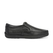 Men Premium Leather Black Formal Slip-On Shoes (Boat-22-Black)