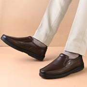 Men Premium Leather Brown Formal Slip-On Shoes (Boat-22-Brown)