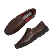 Men Premium Leather Brown Formal Slip-On Shoes (Boat-22-Brown)