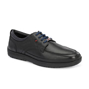 West Port Men Premium Leather Black Lace Up Shoes (Boat-61-Black)