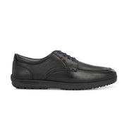 West Port Men Premium Leather Black Lace Up Shoes (Boat-61-Black)